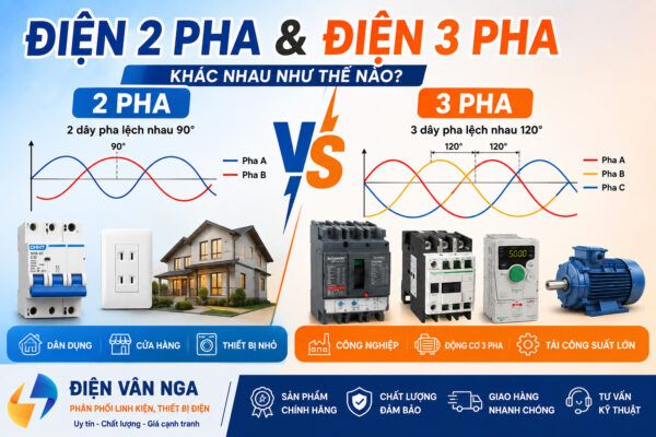 Điện 2 pha, 3 pha là gì? Phân biệt điện 2 pha và điện 3 pha